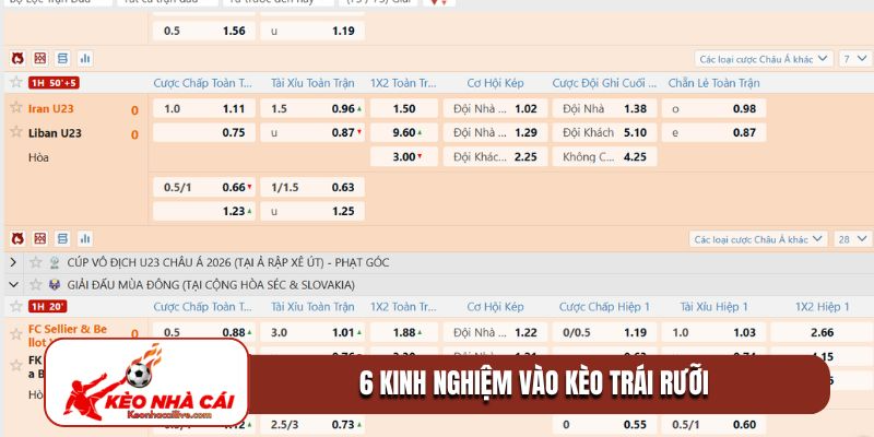 6 kinh nghiệm vào kèo trái rưỡi