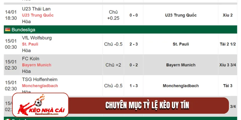 Chuyên mục tỷ lệ kèo uy tín 