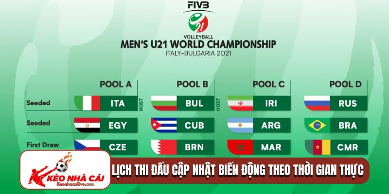 Lịch thi đấu cập nhật biến động theo thời gian thực