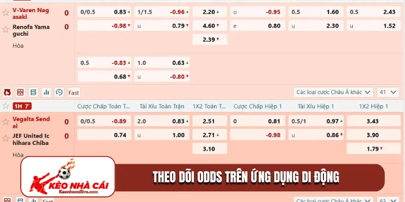 Theo dõi odds trên ứng dụng di động 